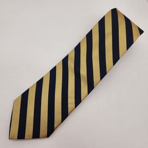 Brooks Brothers necktie men's navy gold stripes 100% silk tie REPP handmade USA